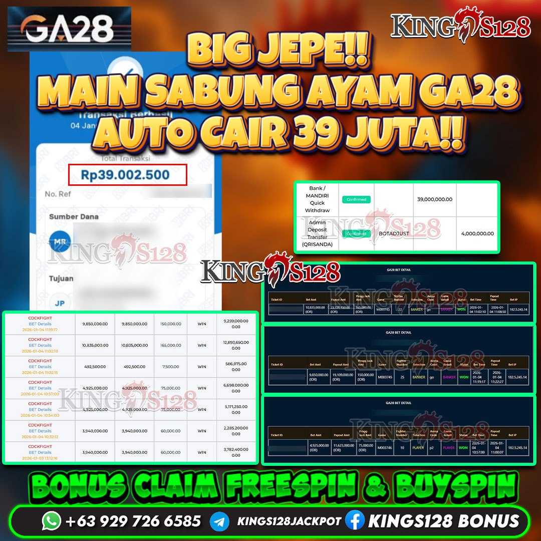 KINGS128 JACKPOT SABUNG AYAM GA28 RP 39.000.000 ID : ULI***
